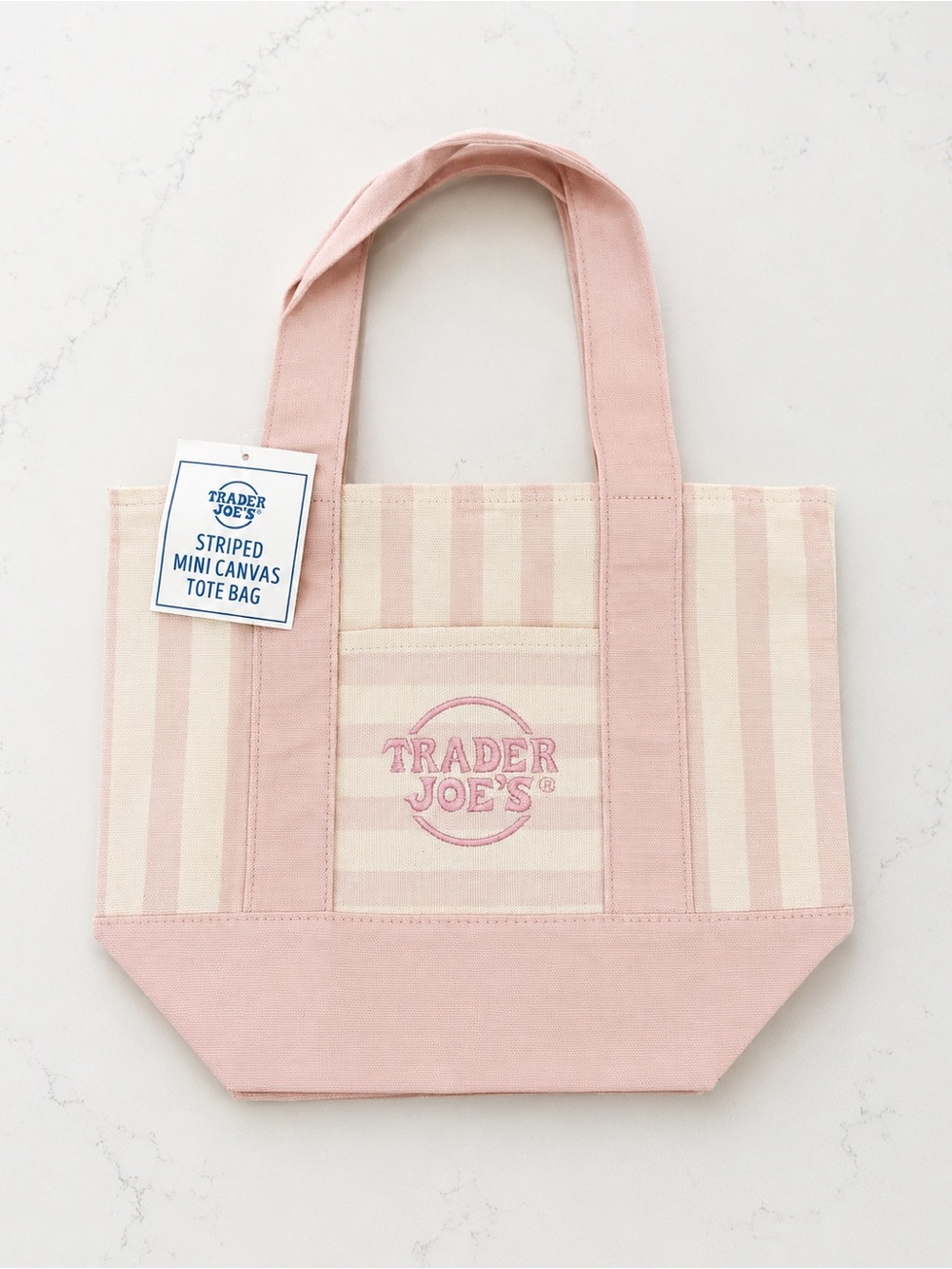 Trader Joe’s Pink Striped Mini Canvas Tote Bag